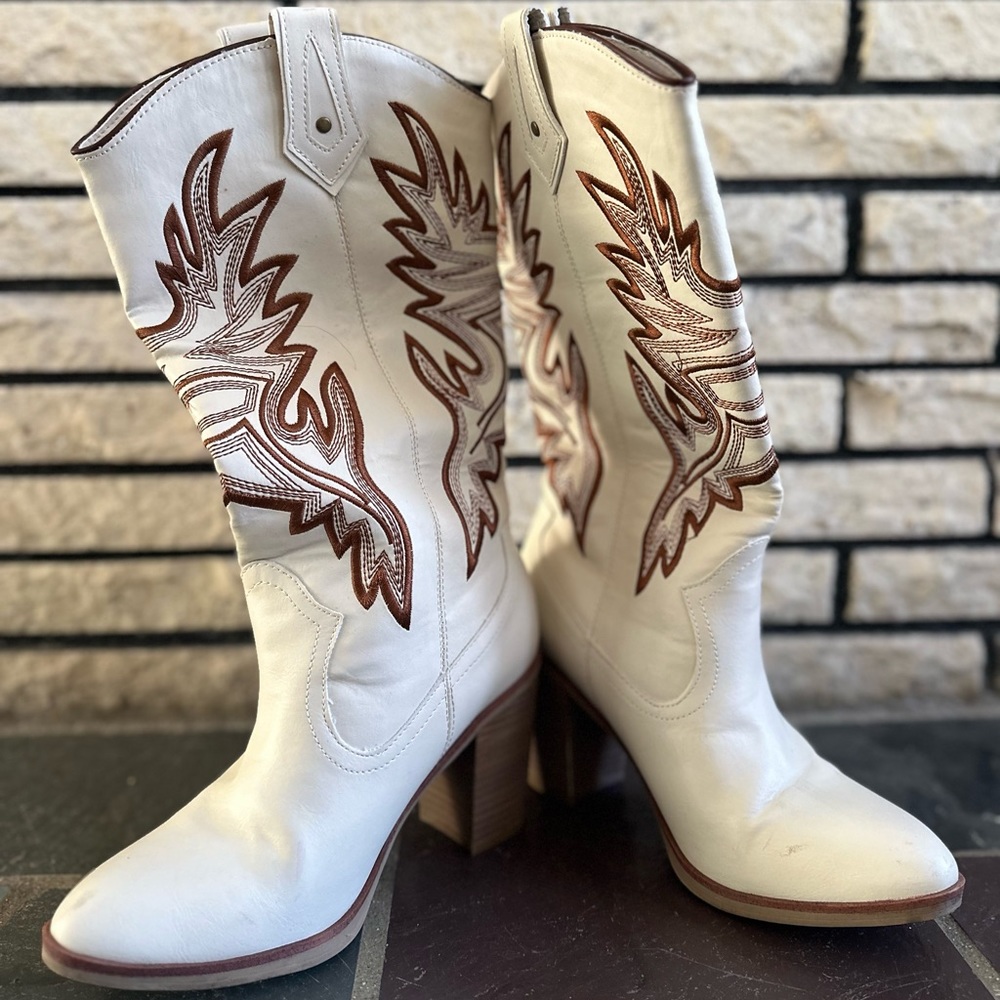Boutique white cowboy boots